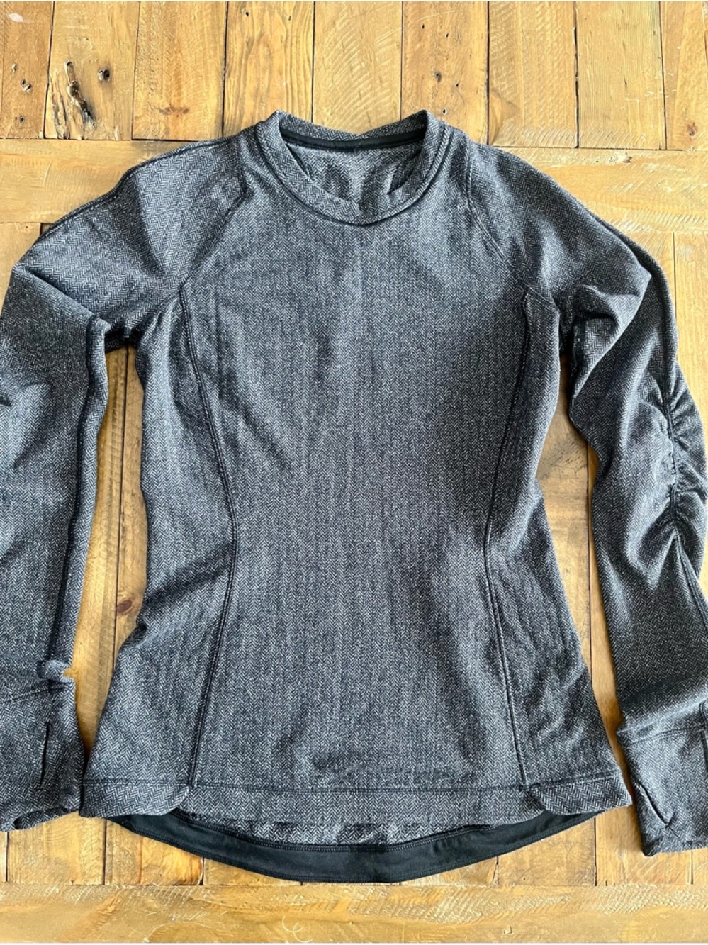 Lululemon Runderful Long Sleeve Herringbone Heathered Black/Grey Top US 6